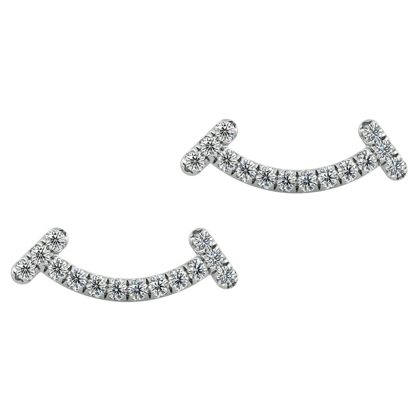 Smile Diamonds Earrings in 14k White Gold For Sale