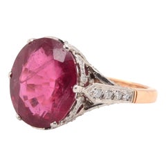 Vintage 5.41 carats rubellite and diamonds ring