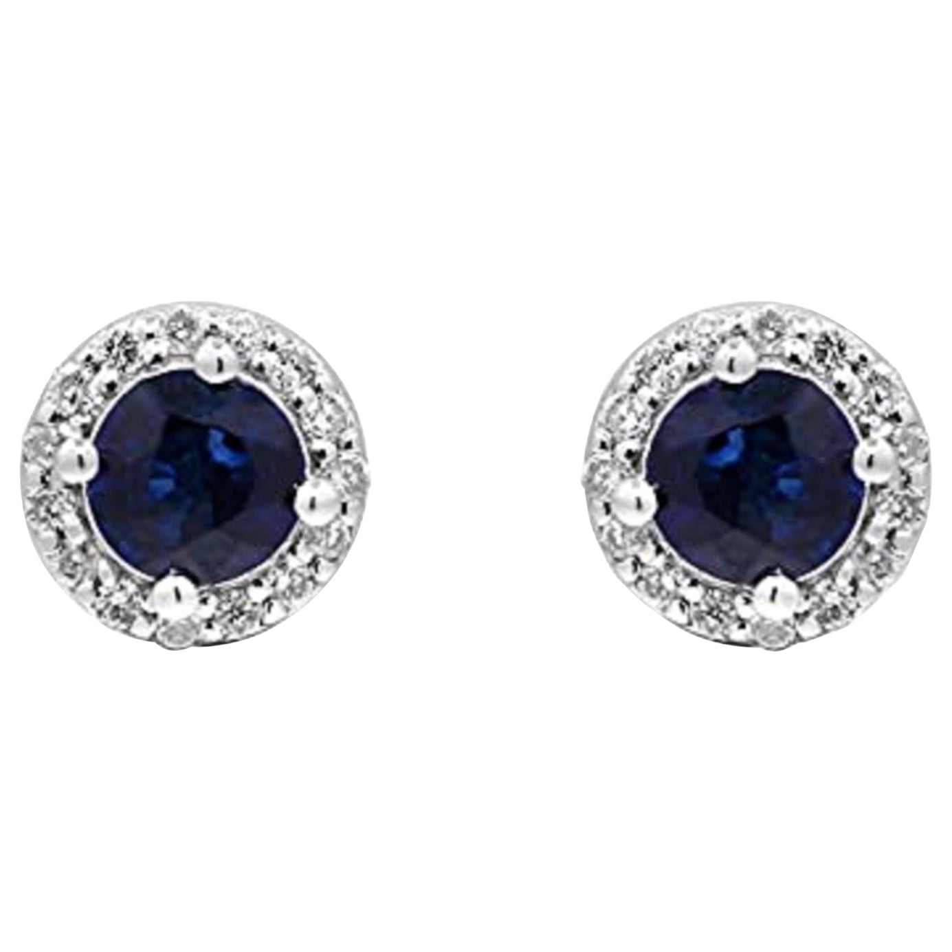 Gin & Grace 14K White Gold Blue Sapphire Earrings with Diamonds for women For Sale