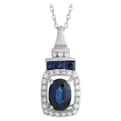 LB Exclusive 14K White Gold 0.20ct Diamond and Sapphire Necklace PD4-16304WSA