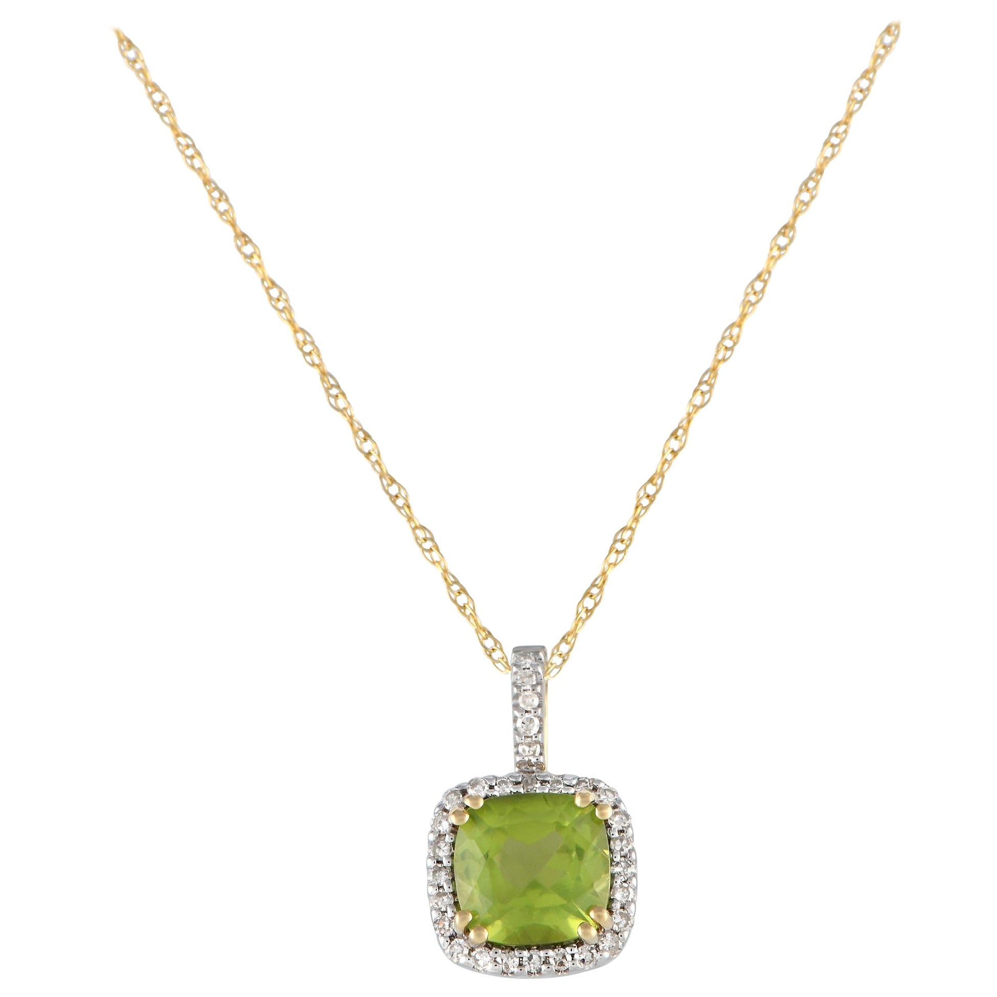 LB Exclusive 14K Yellow Gold 0.09ct Diamond Pendant Necklace PD4-16269YPE For Sale