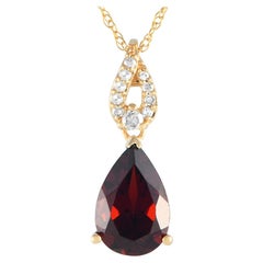 LB Exclusive 14K Yellow Gold 0.06ct Diamond and Garnet Necklace PD4-16184YGA