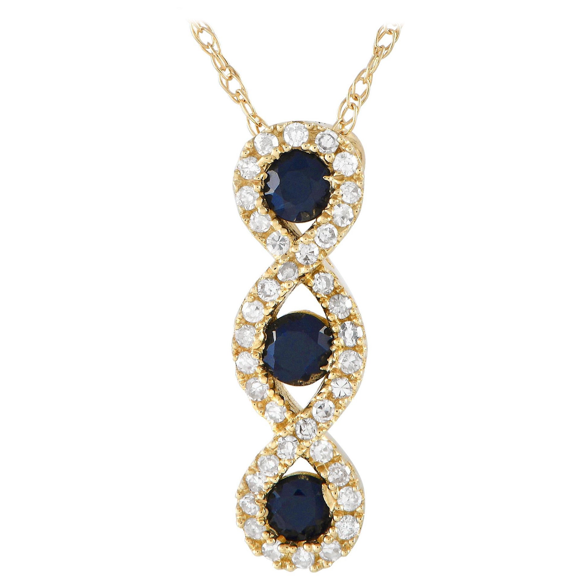 LB Exclusive Collier pendentif PD4-15488YSA en or jaune 14 carats avec diamants 0,14 carat