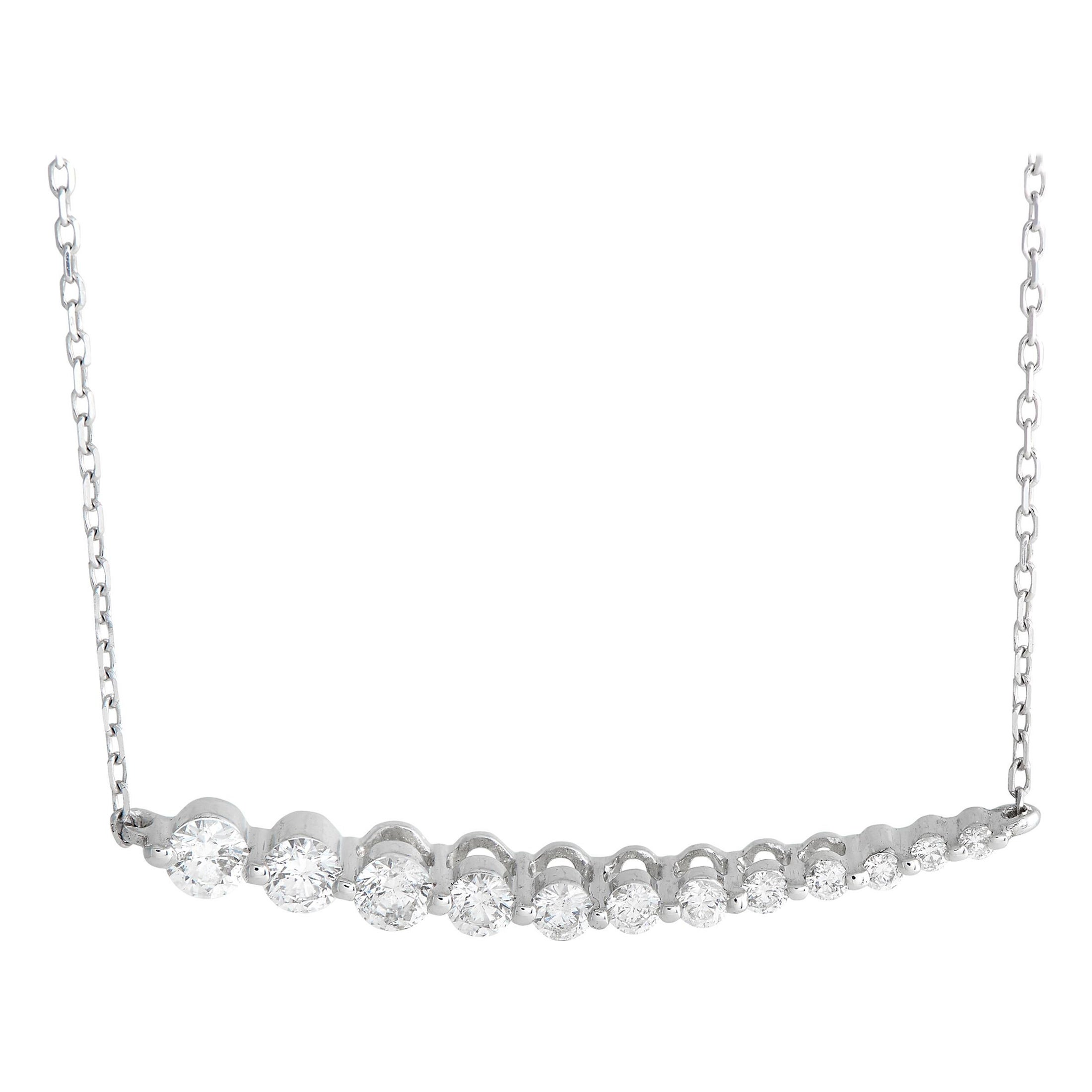 LB Exclusive 14K White Gold 0.50ct Diamond Tapered Row Necklace NK4-10257W For Sale