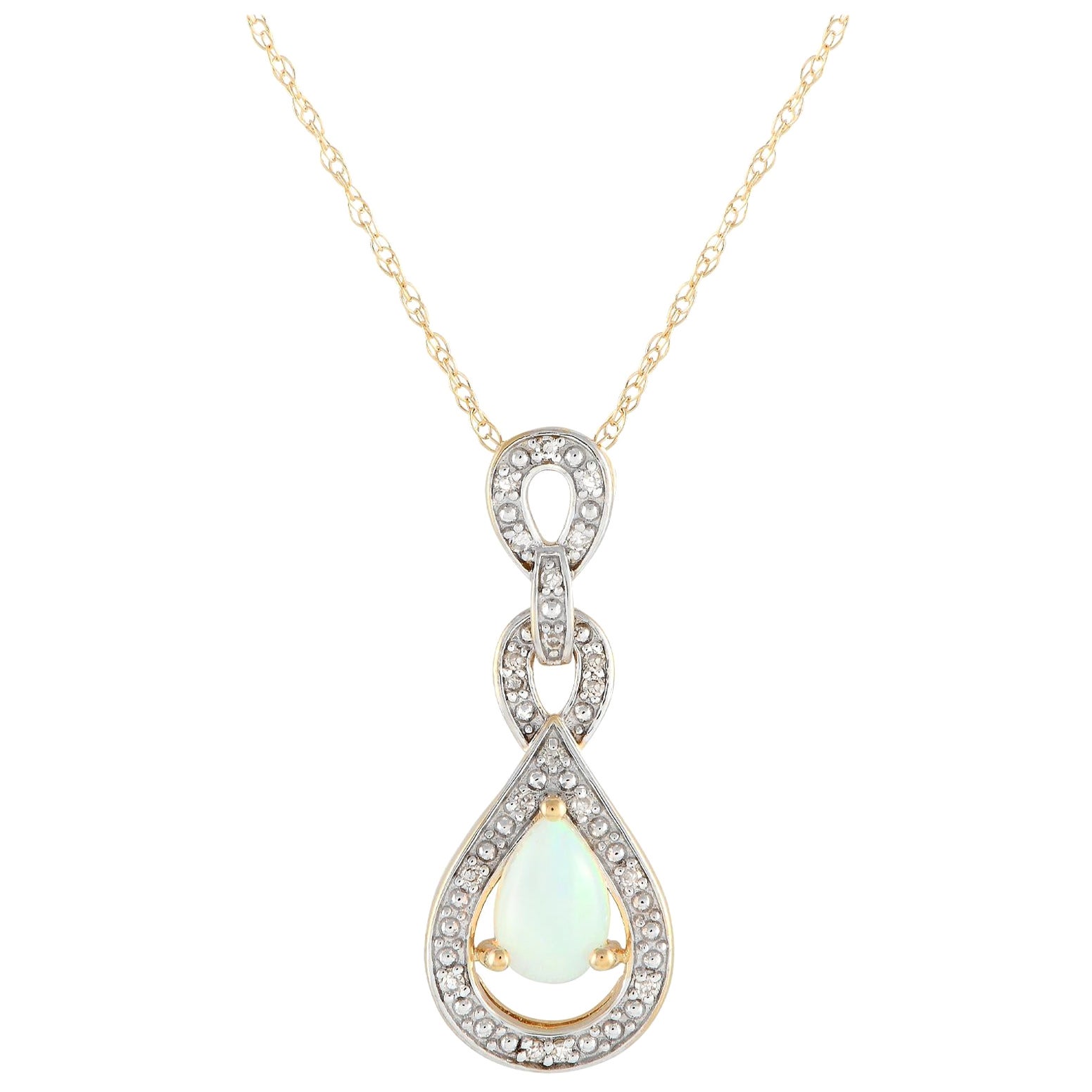 LB Exclusive Collier en or jaune 14K 0,08ct diamant et opale PD4-16318YOP