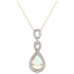 LB Exclusive 14K Yellow Gold 0.08ct Diamond and Opal Necklace PD4-16318YOP