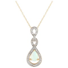 LB Exclusive 14K Gelbgold 0,08ct Diamant und Opal Halskette PD4-16318YOP