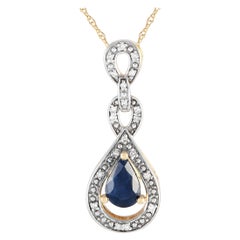 LB Exclusive 14K Yellow Gold 0.08ct Diamond and Sapphire Necklace PD4-16318YSA