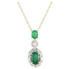 LB Exclusive 14K Yellow Gold 0.08ct Diamond and Emerald Necklace PD4-16183YEM