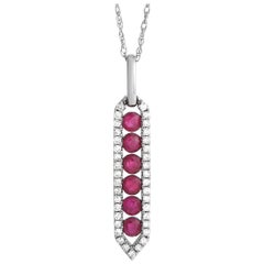 LB Exclusive 14K White Gold 0.16ct Diamond & Ruby Pendant Necklace PD4-15752WRU