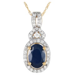 LB Exclusive 14K Yellow Gold 0.15ct Diamond and Sapphire Necklace PD4-15738YSA