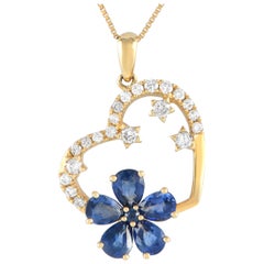 LB Exclusive Collier pendentif en or jaune 14 carats avec diamants 0,20 carat PH4-10098YSA