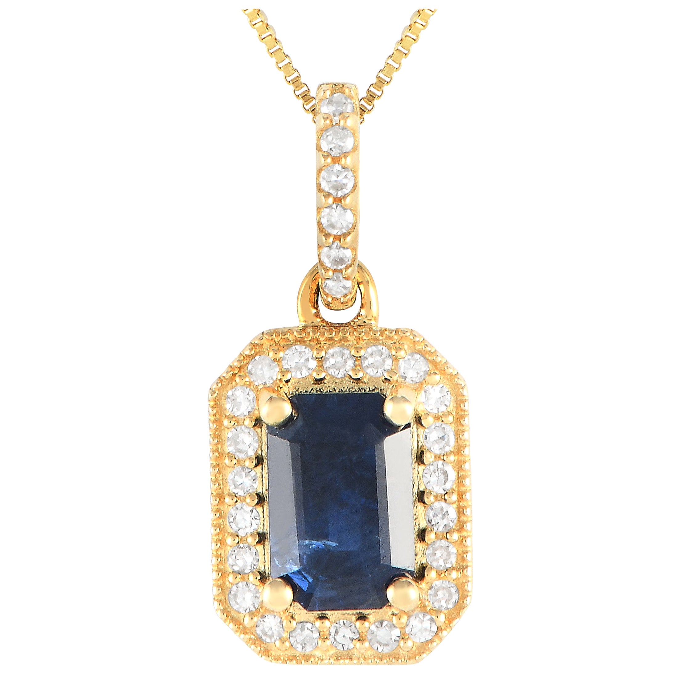 LB Exclusive 14K Yellow Gold 0.10ct Diamond Pendant Necklace PD4-16050YSA For Sale