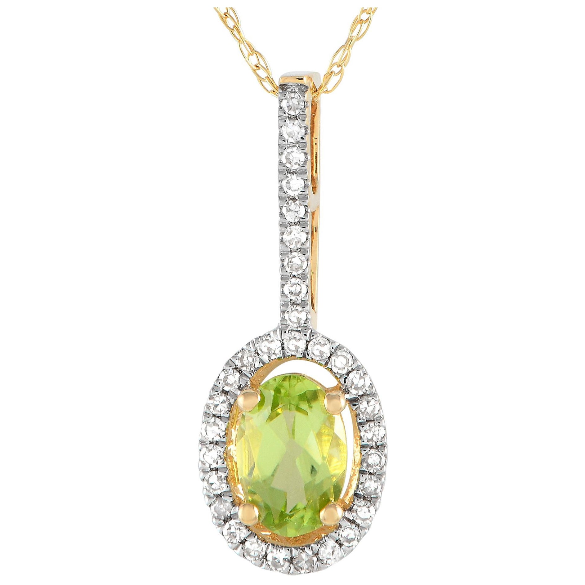 LB Exclusive 14K Yellow Gold 0.09ct Diamond Pendant Necklace PD4-16077YPE For Sale