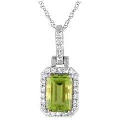 LB Exclusive 14K White Gold 0.12ct Diamond & Emerald-Cut Necklace PD4-15501 WPE