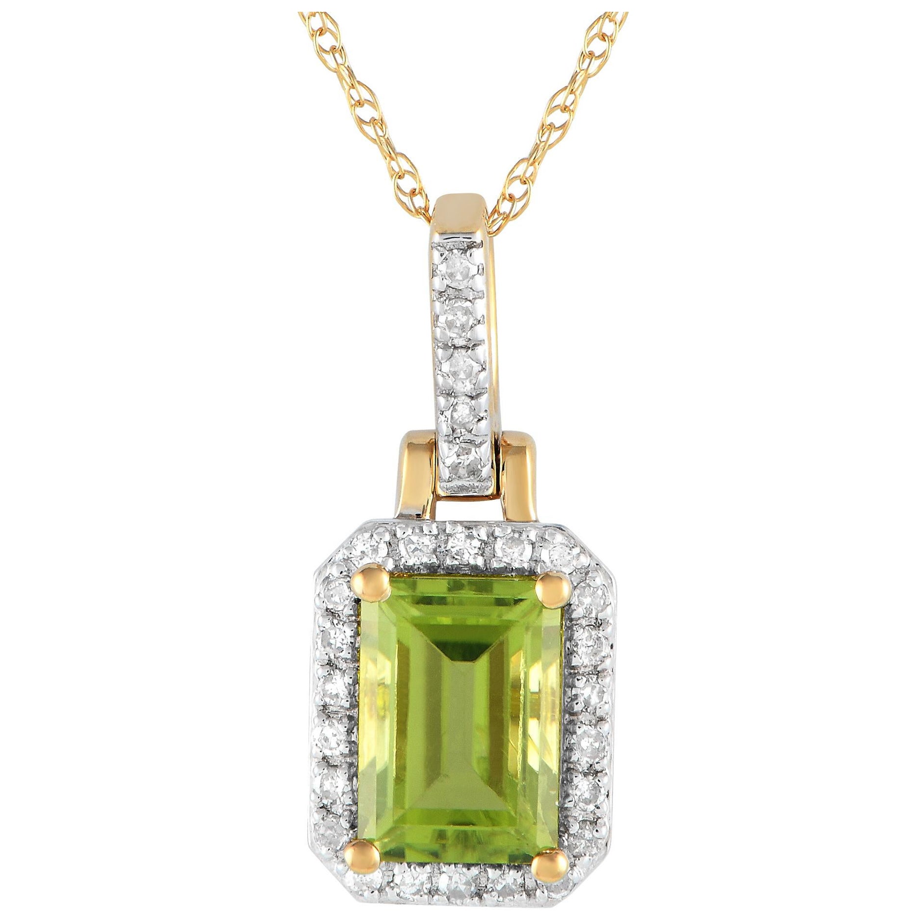 LB Exclusive 14K Yellow Gold 0.12ct Diamond Pendant Necklace PD4-15501YPE For Sale