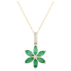 LB Exclusive 14K Yellow Gold 0.01ct Diamond Flower Necklace PD4-16241YEM