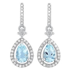 LB Exclusive 14K White Gold 0.20ct Diamond & Aquamarine Earrings ER4-15061WAQ