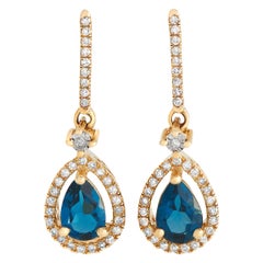 LB Exclusive 14K Yellow Gold 0.20ct Diamond and Topaz Pear Earrings ER4-15061YBT