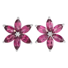 LB Exclusive 14K White Gold 0.01ct Diamond & Rhodolite Earrings ER4-15657WRHOD