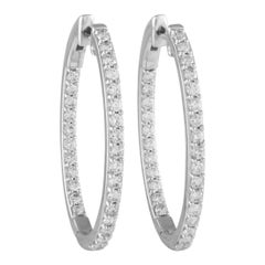 LB Exclusive 14K White Gold 1.50ct Diamond Inside-Out Hoop Earrings ER28054