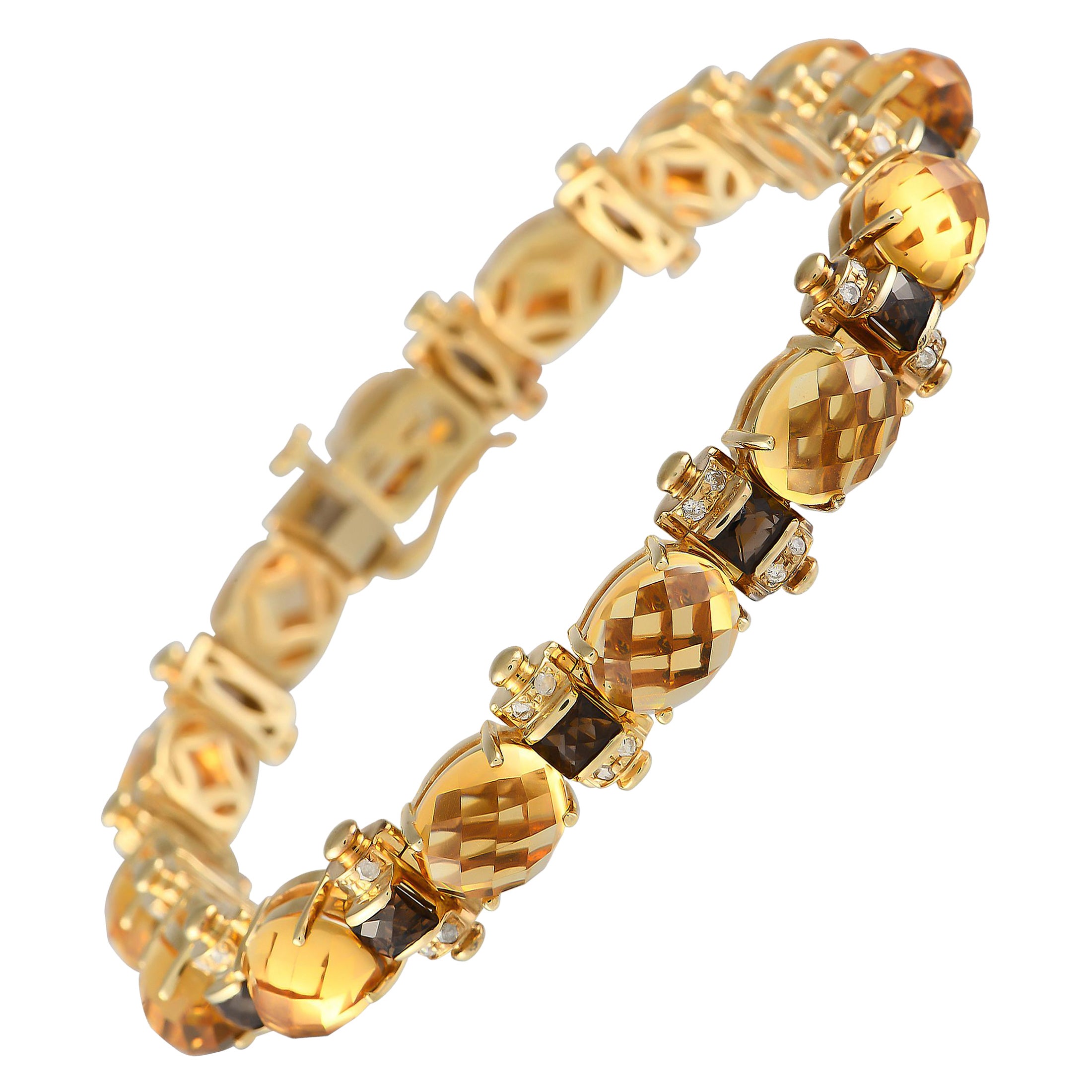LB Exclusive 14K Yellow Gold 0.60ct Diamond & Yellow Topaz Bracelet MF04-111723