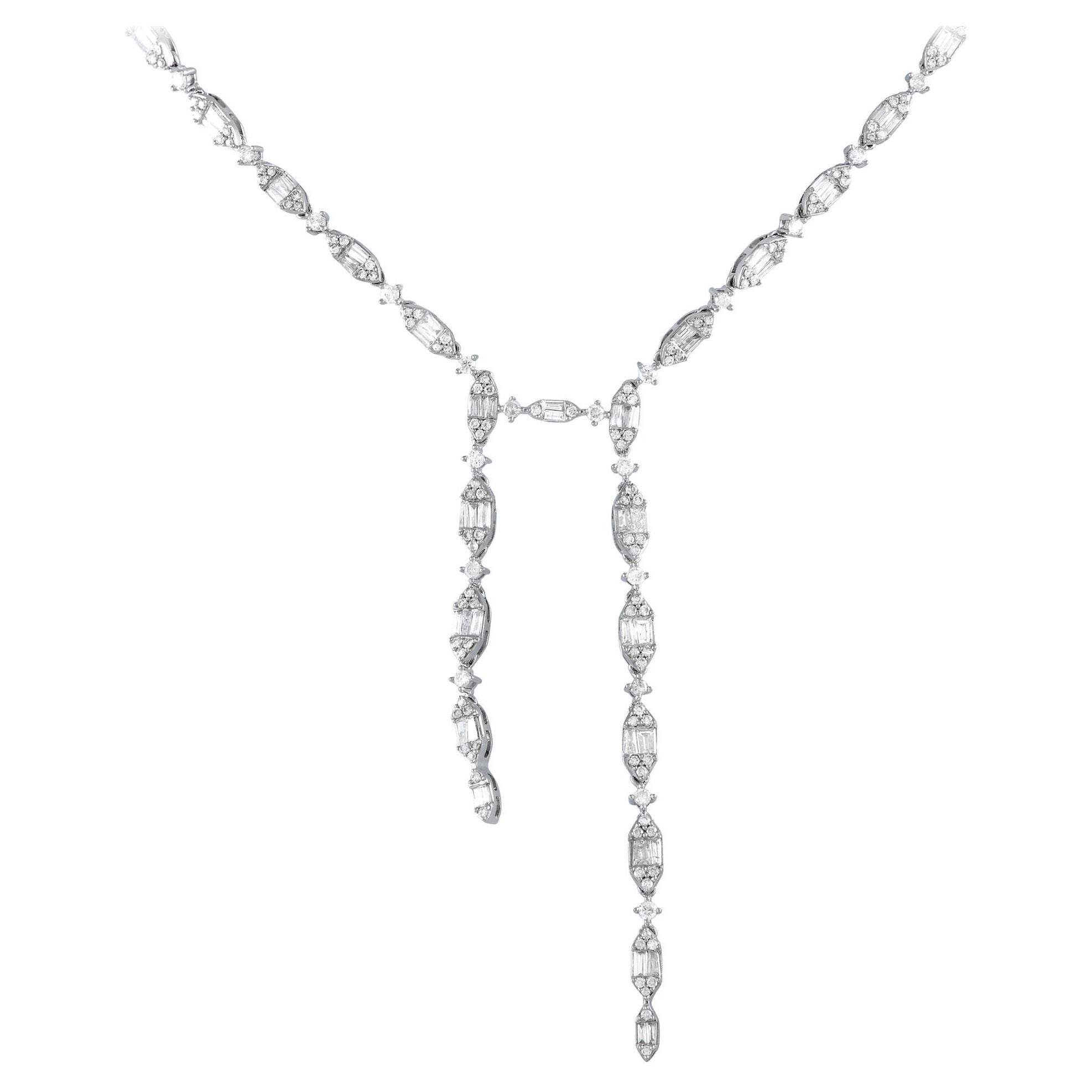 LB Exclusive 14K White Gold 4.80ct Diamond Necklace NK01376 For Sale