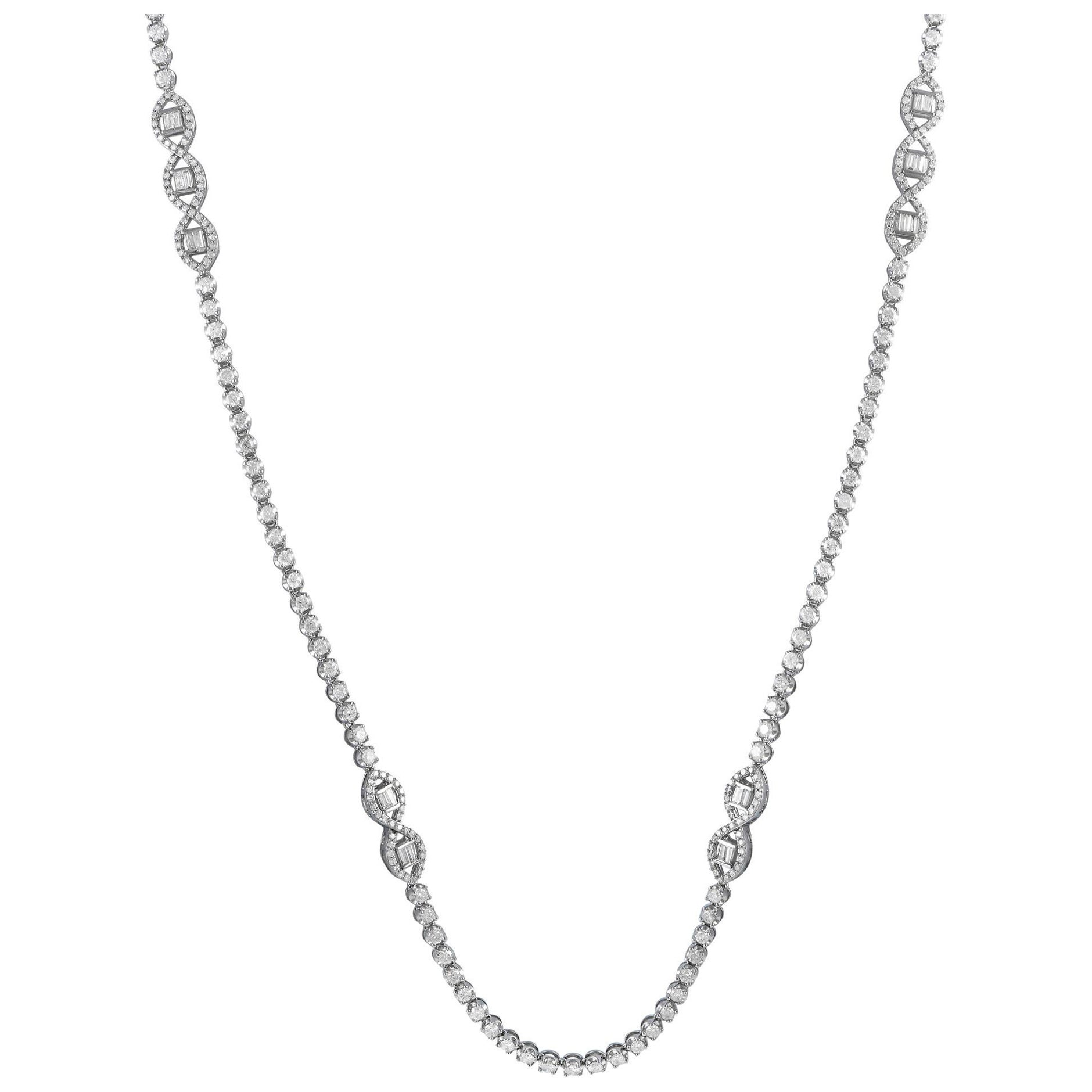 LB Exclusive 18K White Gold 10.80ct Diamond Necklace NK01362 For Sale