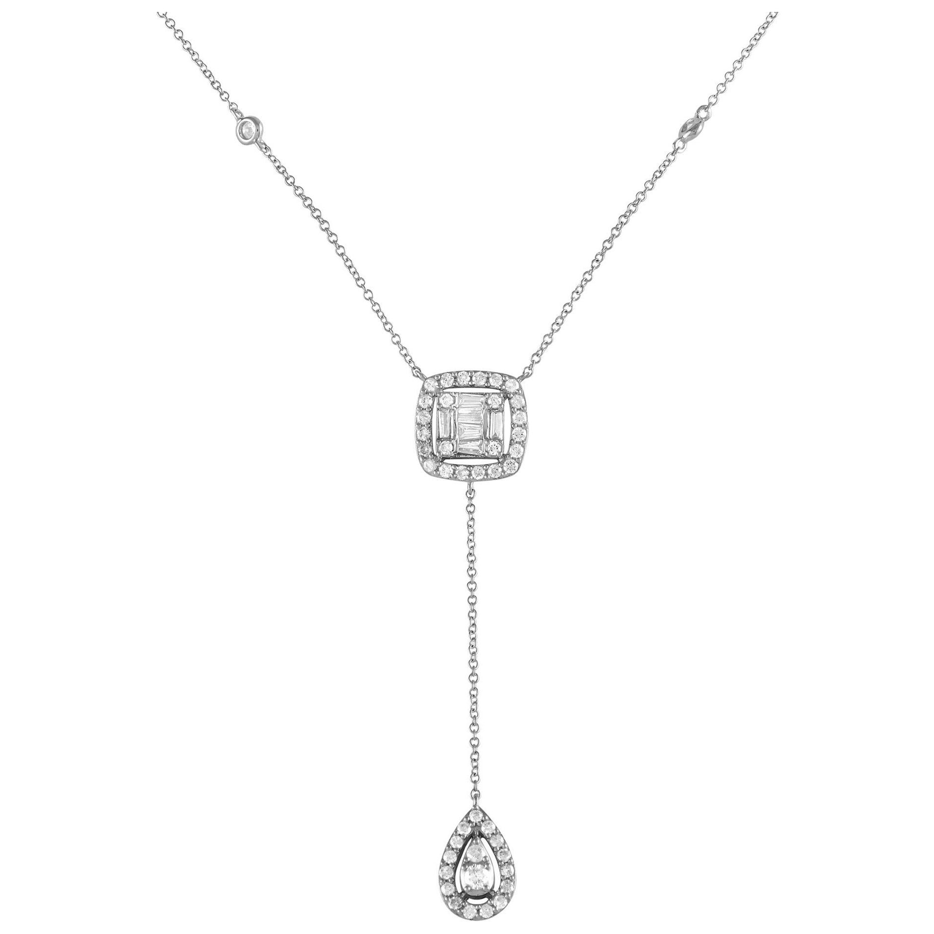 LB Exclusive 14K White Gold 0.65ct Diamond Necklace NK013181 For Sale