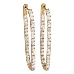 LB Exclusive 14K Yellow Gold 2.25ct Diamond Rectangle Hoop Earrings ER28178