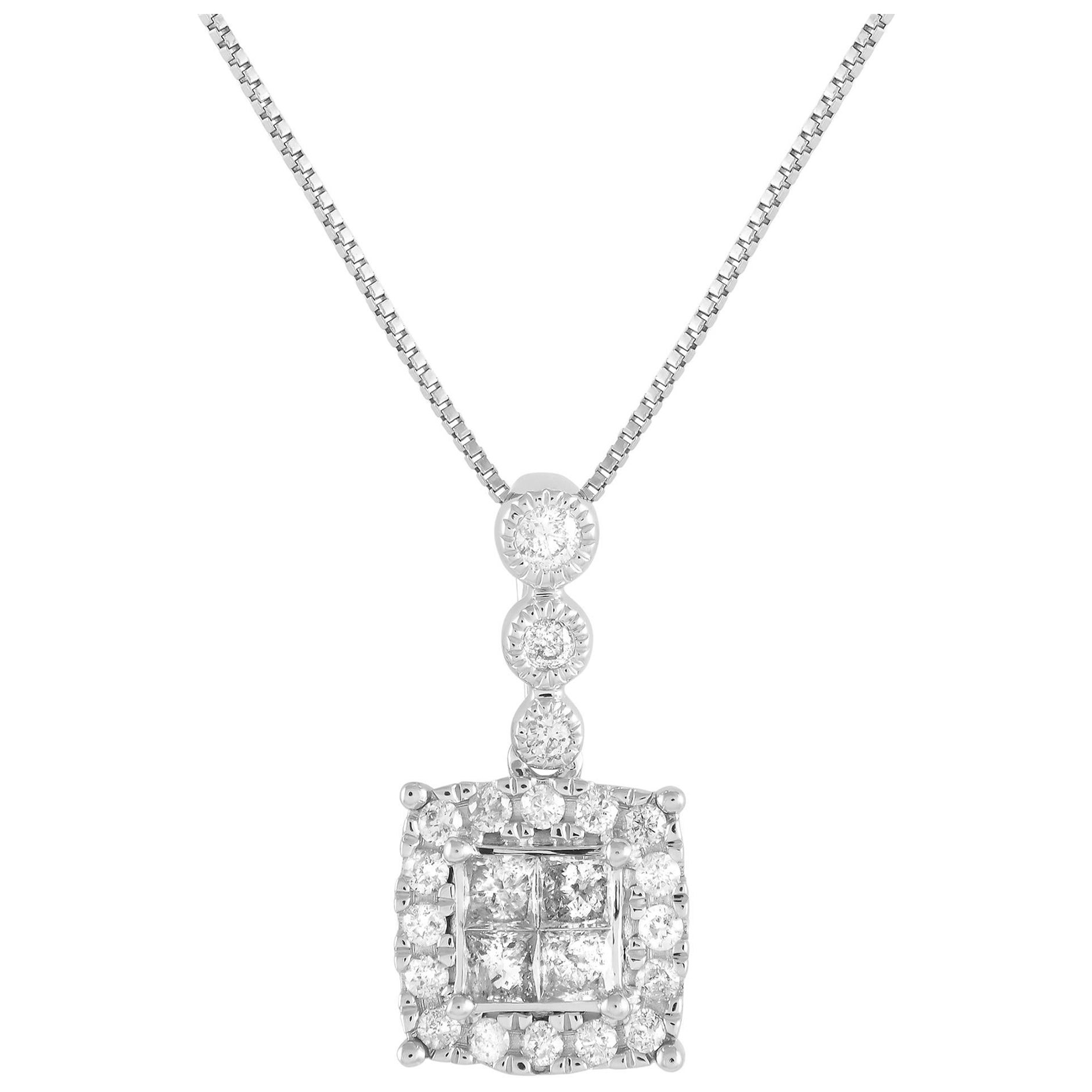 LB Exclusive Collier en or blanc 14 carats avec diamants 0,50 carat PN14894