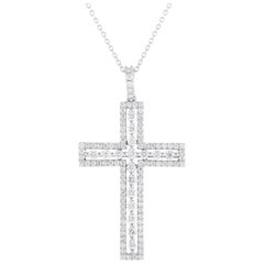 LB Exclusive 14K White Gold 1.0ct Diamond Cross Necklace CH00112