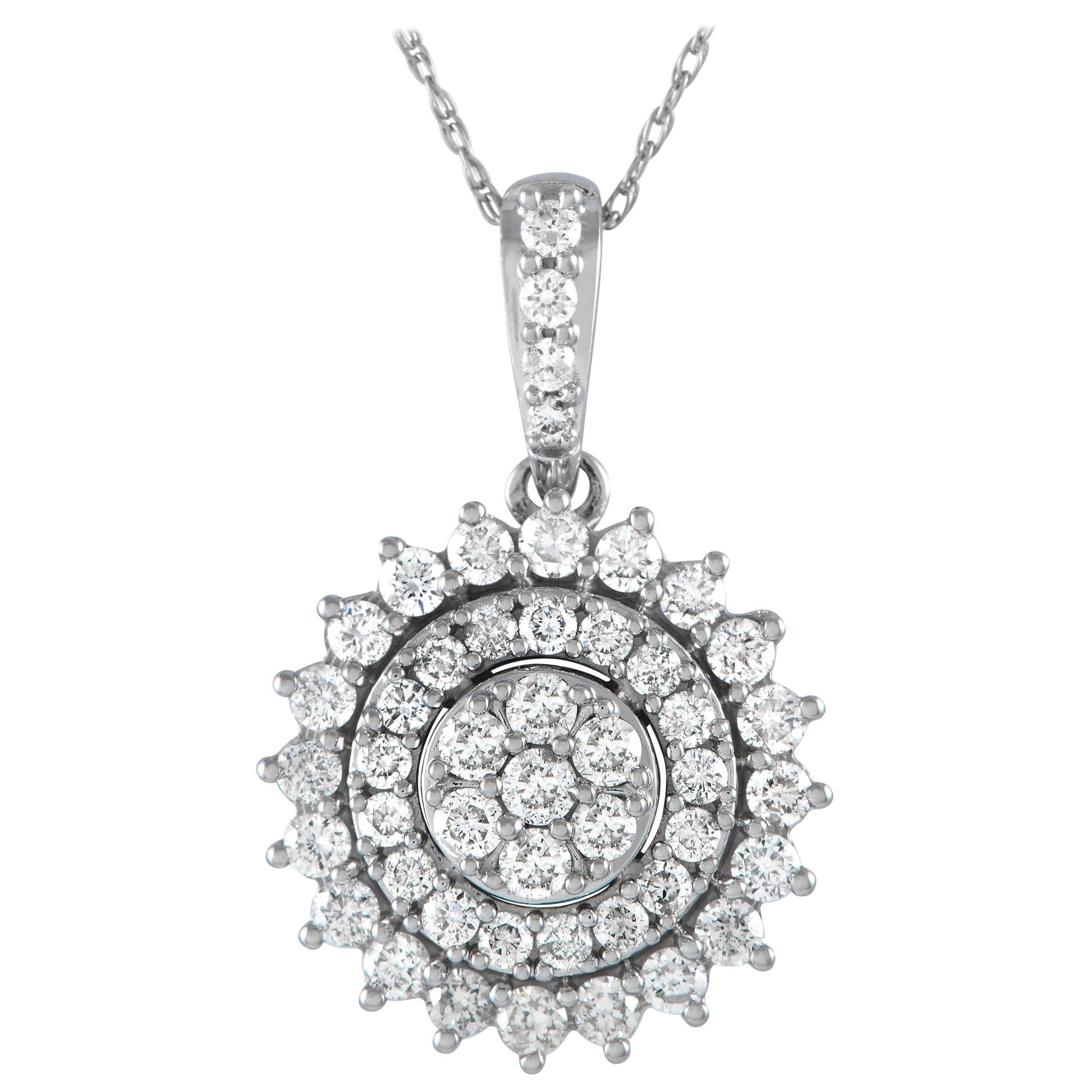 LB Exclusive 14K White Gold 1.0ct Diamond Pendant Necklace PN15057 For Sale