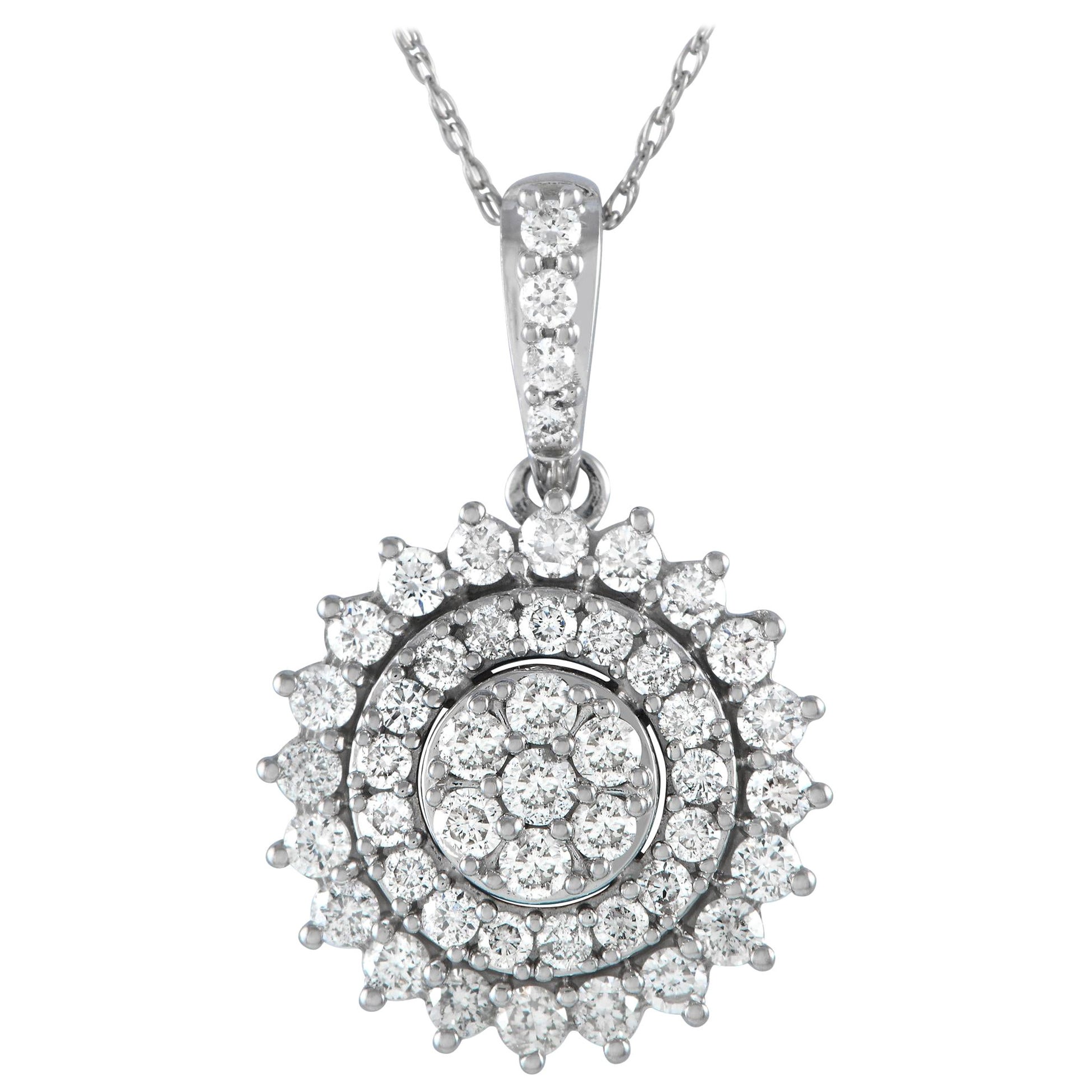 LB Exclusive Collier pendentif en or blanc 14 carats avec diamants 1,0 carat PN15057