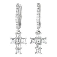 LB Exclusive 18K White Gold 0.70ct Diamond Cross Drop Earrings ER28187