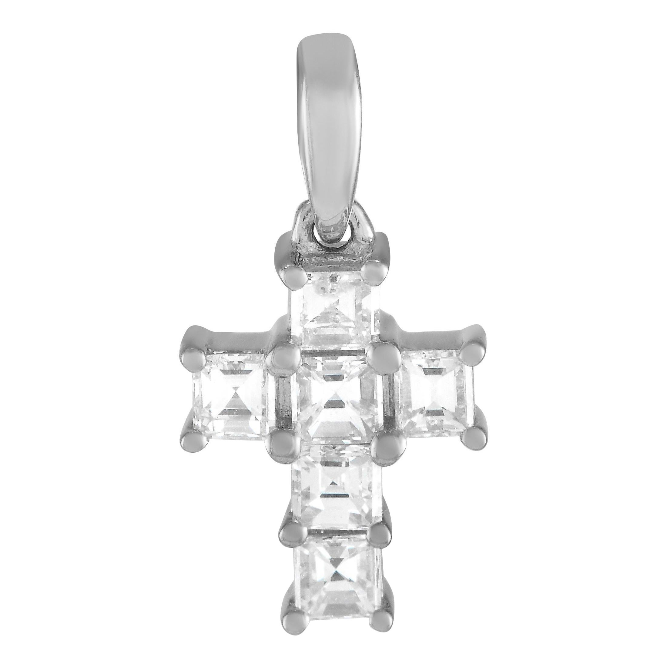 LB Exclusive 18K White Gold 0.28ct Diamond Cross Pendant CH00106W For Sale