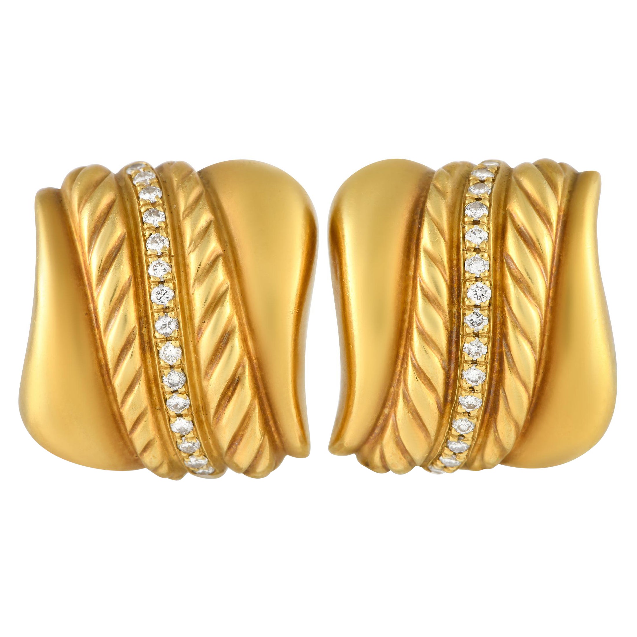 SeidenGang 18K Yellow Gold 0.45ct Diamond Clip-On Earrings SG20-111723 For Sale