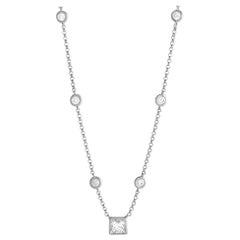 LB Exclusive 18K White Gold 2.14ct Diamond Station Necklace MF03-113023