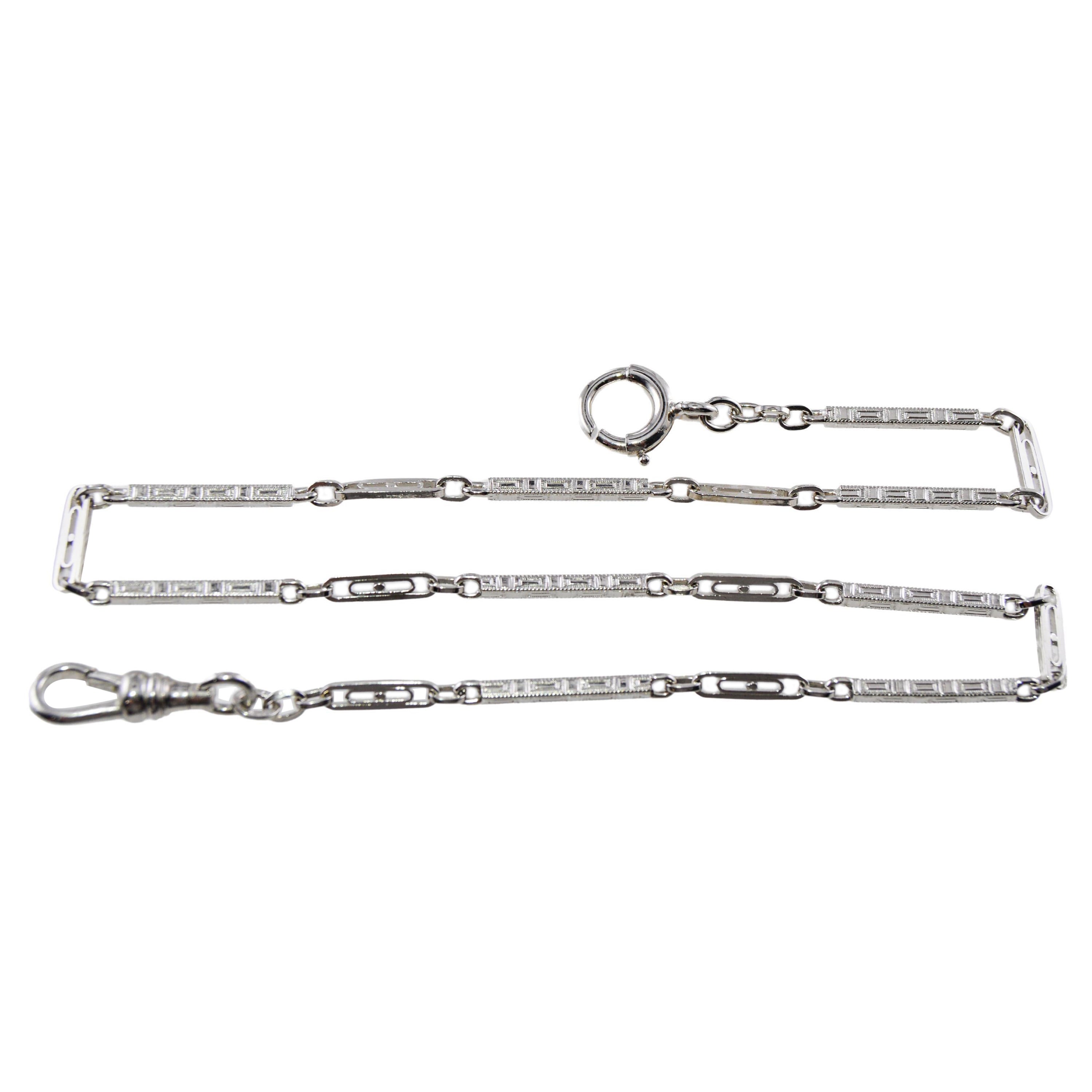 14Kt White Gold Necklace, Bracelet or Pocket Watch Chain circa 1920's / 30's