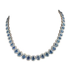 28.70 Ct Natural Sapphire & Diamond Necklace