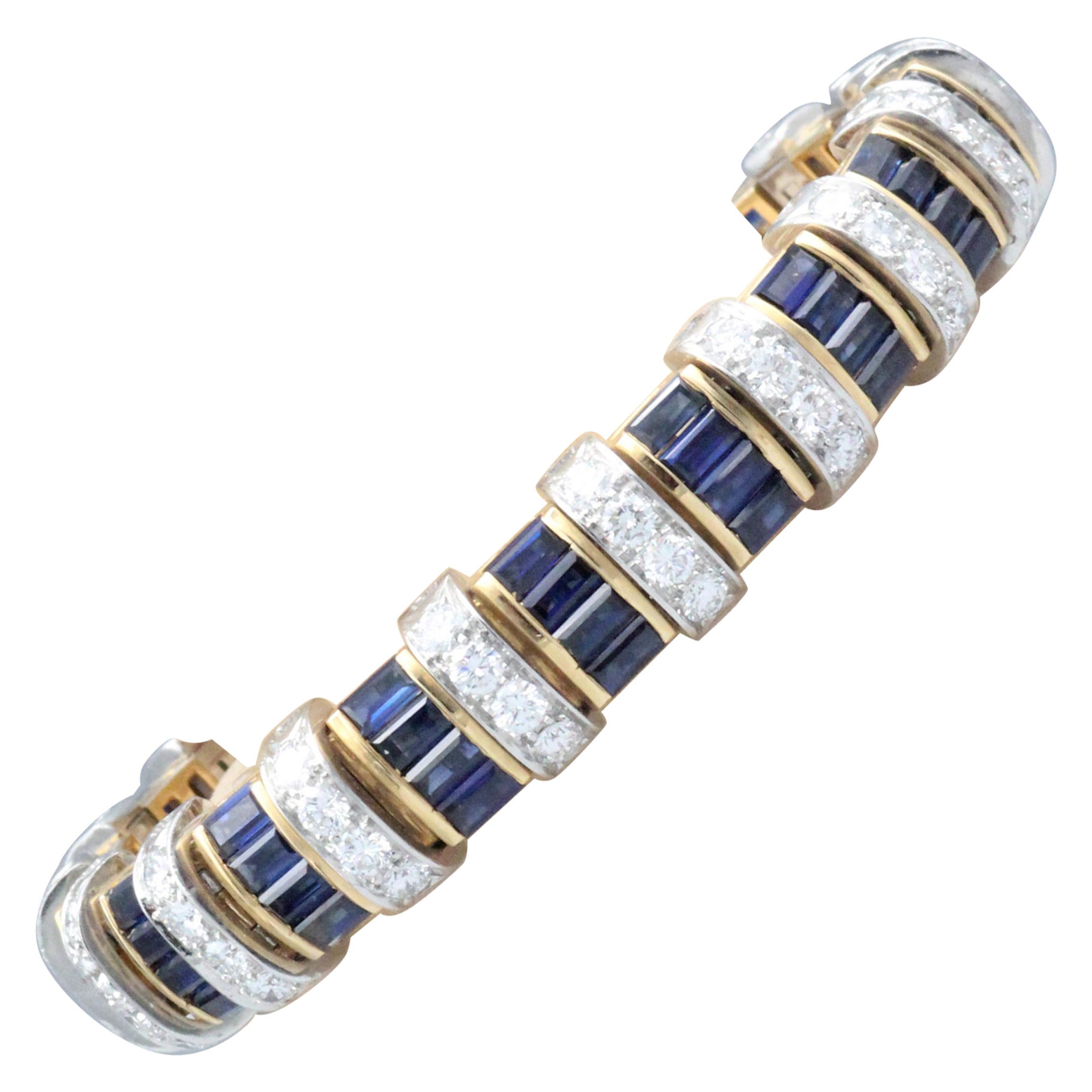 Oscar Heyman Bros. Sapphire Diamond 18k Gold Platinum Bracelet For Sale