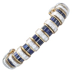 Retro Oscar Heyman Bros. Sapphire Diamond 18k Gold Platinum Bracelet