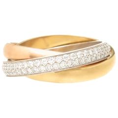 Cartier Tri Color Gold Diamant Trinity Rolling Ring