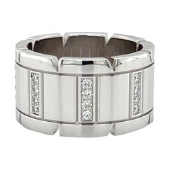 Vintage Cartier Tank Française White Gold Diamond Ring 51