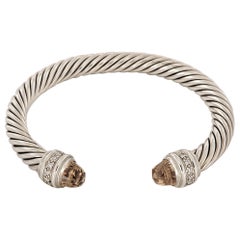 Used David Yurman Cable Classic Collection Bracelet with Morganite and Diamonds, 7mm