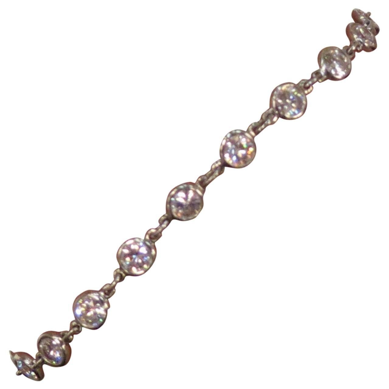 "Every Other Link" Elsa Peretti Tiffany Bezel Set Diamond Bracelet