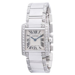 Vintage Cartier 'Tank Francaise' White Gold 18K Diamond Ladies Watch