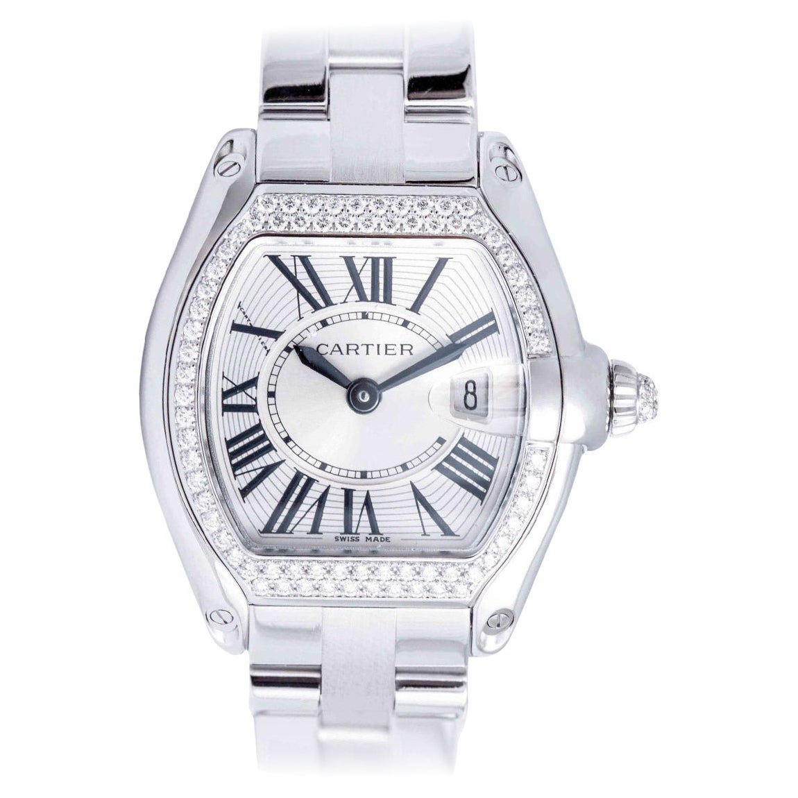 Cartier Roadster Diamond White Gold 18K Wristwatch