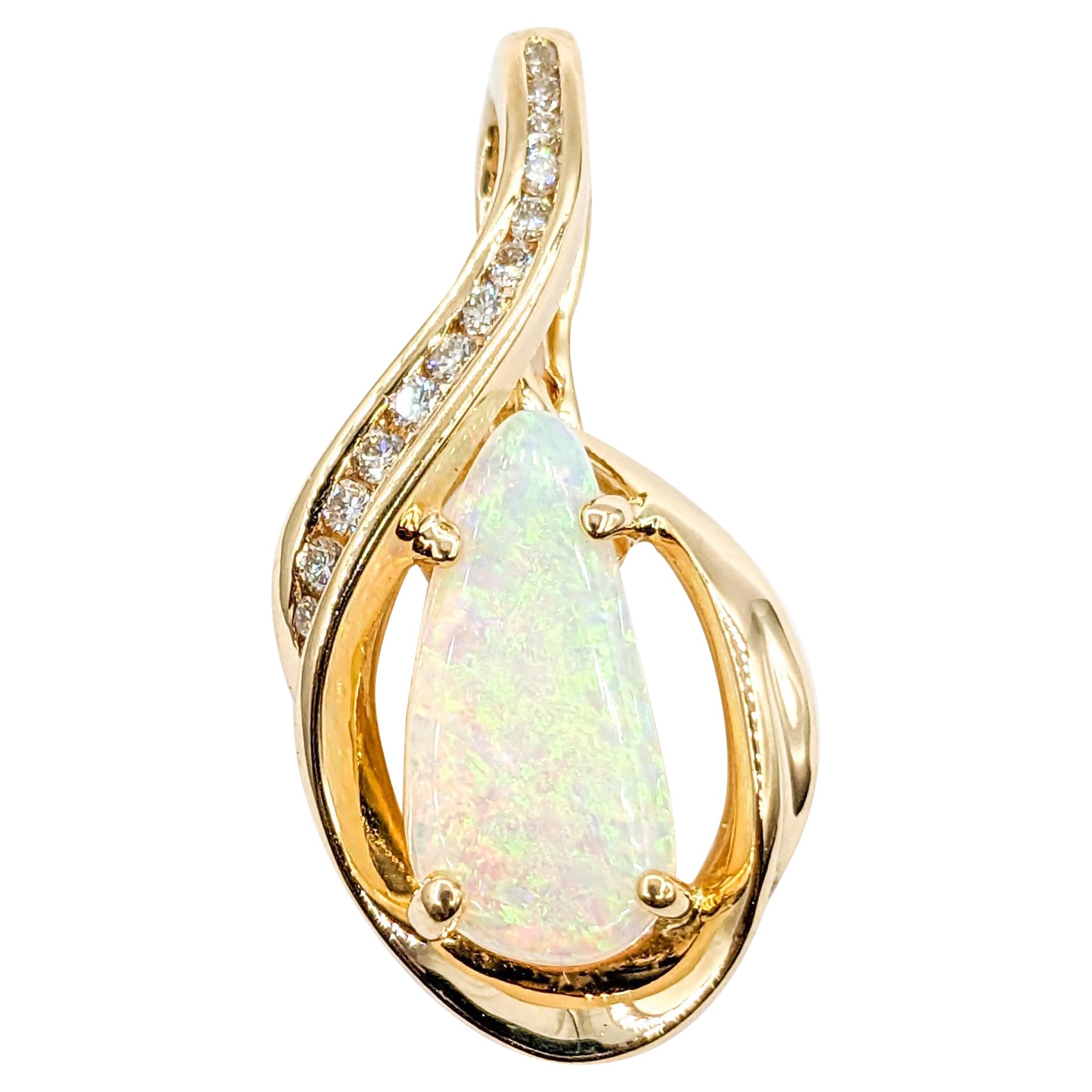 Opal & Diamond Enhancer Pendant Yellow Gold For Sale