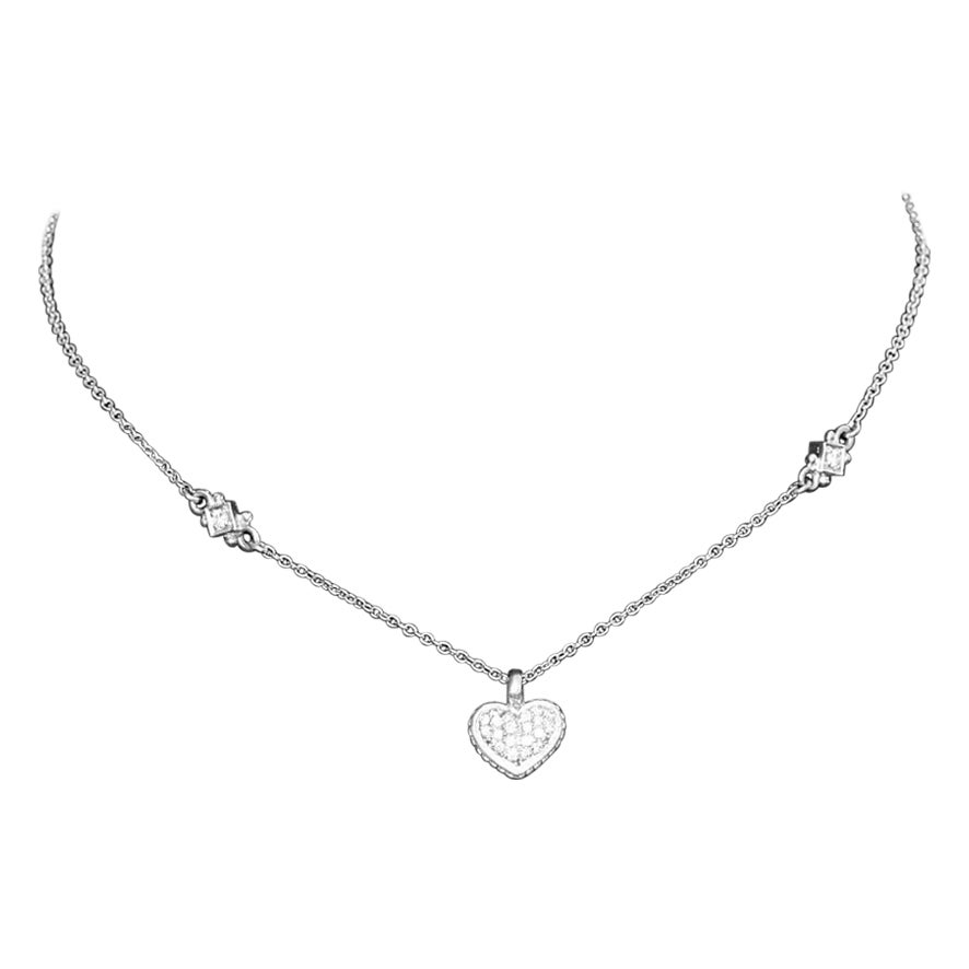 Judith Ripka Pave Diamond Heart Pendant Necklace For Sale